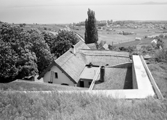 Magyarország,Balaton, Badacsony, Badacsonytomaj, Kisfaludy-ház Étterem., 1979, Építésügyi Dokumentációs és Információs Központ, VÁTI, vendéglő, nádtető, kilátás, Fortepan #31083