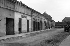 Magyarország, Sárospatak, Kossuth Lajos utca páratlan oldala az Attila utca felé nézve., 1959, Építésügyi Dokumentációs és Információs Központ, VÁTI, szekér, utcakép, életkép, Fortepan #31104