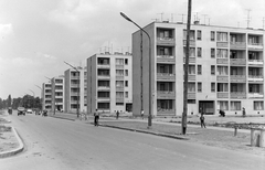 Magyarország, Békéscsaba, Kazinczy (Kulich Gyula) lakótelep, Kazinczy utca a Szarvasi út felé nézve., 1967, Építésügyi Dokumentációs és Információs Központ, VÁTI, kerékpár, tricikli, Fortepan #31241