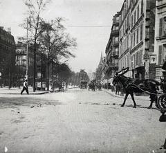 1909, fortepan/Album 123, képarány: négyzetes, hirdetőoszlop, fogat, utcakép, Fortepan #312599