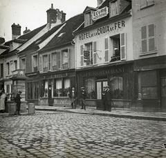 1909, fortepan/Album 123, francia felirat, képarány: négyzetes, zsalugáter, étterem, közkút, Fortepan #312604