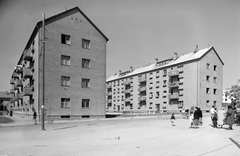 Magyarország, Várpalota, Gárdonyi Géza utca a Bazársornál., 1955, Építésügyi Dokumentációs és Információs Központ, VÁTI, lakótelep, Fortepan #31273