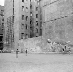 1963, Villányi Gergely, Best of, tűzfal, labdarúgás, foghíj telek, Fortepan #313323