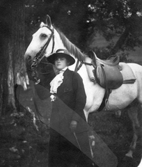 1916, Pétek Edit, hat, horse, woman, saddle, Fortepan #31434