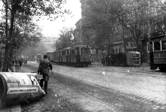 Hungary, Budapest V., Múzeum körút a Kálvin tér felé nézve., 1956, Papp István, revolution, tram, Budapest, Fortepan #31975