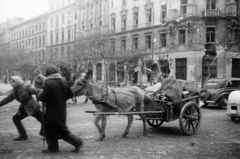 Magyarország, Budapest IX., Üllői út - Ferenc körút sarok., 1945, Fortepan, ostrom, szamár, fogat, kordé, Budapest, Fortepan #32048