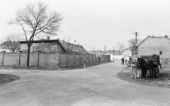 Magyarország, Kecskemét, Kanyar utca a Hajagos utca felől., 1977, Építésügyi Dokumentációs és Információs Központ, VÁTI, lovaskocsi, utcakép, fogat, Fortepan #32348