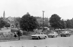 Magyarország, Szentendre, Bükkös patak partja, piac., 1970, Építésügyi Dokumentációs és Információs Központ, VÁTI, automobil, GAZ M21 Volga, rendszám, kukásautó, Trabant 601 Universal, Fortepan #32367