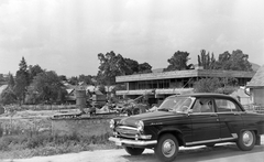 Magyarország, Szentendre, Duna-part, az épülő Teátrum étterem., 1970, Építésügyi Dokumentációs és Információs Központ, VÁTI, szovjet gyártmány, GAZ-márka, építkezés, étterem, automobil, GAZ M21 Volga, Fortepan #32368