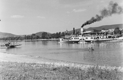 Magyarország, Kisoroszi, rév, Dunaföldvár gőzös., 1968, Építésügyi Dokumentációs és Információs Központ, VÁTI, hajó, komp, gőzhajó, lapátkerekes hajó, Dunaföldvár/Bácska/Venus hajó, Fortepan #32388