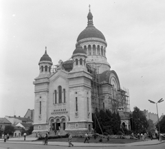 Románia,Erdély, Kolozsvár, Bocskai tér (Piata Avram Iancu), Ortodox katedrális., 1961, Gyöngyi, állvány, pravoszláv templom, Fortepan #32635