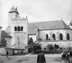 Szlovákia, Késmárk, Szent Kereszt templom és harangtorony., 1959, Gyöngyi, Csehszlovákia, teherautó, Fortepan #32648