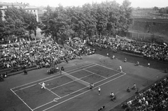 Magyarország, Budapest X., Salgótarjáni (Tomcsányi) út, Gázművek teniszpálya, Magyarország - Belgium (4:1) Davis kupa mérkőzés., 1949, Kovács Márton Ernő, sport, Budapest, közönség, teniszpálya, Fortepan #33034