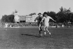 Magyarország, Budapest IX., Üllői út, FTC stadion, Ferencváros-Vasas (7:2) mérkőzés. Kocsis (fehérben) kapura tör., 1949, Kovács Márton Ernő, Budapest, reklám, híres ember, sportoló, labdarúgás, Fortepan #33051