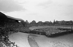 Magyarország, Budapest XIV., Szabó József utca, Millenáris sporttelep, Magyarország-Franciaország (2:3) Davis kupa európai zóna elődöntő teniszmérkőzés., 1949, Kovács Márton Ernő, sport, Budapest, Fortepan #33515