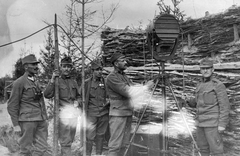 1916, Jankó Attila, First World War, uniform, tableau, men, medal, light-signalling device, Fortepan #33797