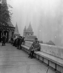 Magyarország, Halászbástya,budai Vár, Budapest I., 1934, Fortepan, Schulek Frigyes-terv, pad, Budapest, Fortepan #3511