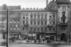 Magyarország, Budapest VII., Erzsébet (Lenin) körút páratlan oldalának első tömbje., 1957, UVATERV, cégtábla, könyvesbolt, trafik, Budapest, Fortepan #3704