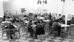 1960, Angyalföldi Helytörténeti Gyűjtemény, flag, furniture, dining room, table, chair, overall, counter, meal, Fortepan #39730