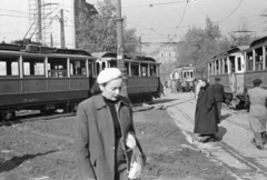 Magyarország, Budapest VIII.,Budapest V., Kálvin tér a Múzeum körút felé nézve., 1956, Nagy Gyula, forradalom, villamos, Budapest, FVV-szervezet, viszonylatszám, Fortepan #39983