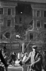 Hungary, Budapest IX., Ferenc körút 38., 1956, Nagy Gyula, war damage, revolution, damaged building, Budapest, Fortepan #40295