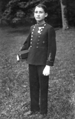 1932, Kafka Éva, uniform, medal, shako, cadet, Fortepan #40758