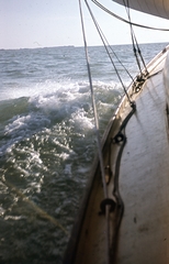 Hungary,Lake Balaton, 1943, Ember Károly dr., sailboat, colorful, cruiser, Fortepan #40824