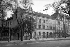 Magyarország, Budapest XIII., Váci út 89. Általános iskola, jeleleg Károlyi Mihály Két Tanítási Nyelvű Közgazdasági Szakközépiskola., 1964, Angyalföldi Helytörténeti Gyűjtemény, iskola, építészet, Budapest, sínpálya, Fortepan #41100