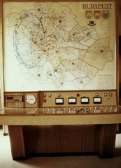 Hungary, Budapest, 1980, Angyalföldi Helytörténeti Gyűjtemény, colorful, map, utilities, counter, control panel, Fortepan #41312