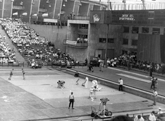 Magyarország, Budapest XIV., Kisstadion, játék és sportparádé., 1986, Angyalföldi Helytörténeti Gyűjtemény, sport, verseny, birkózás, stadion, cselgáncs, tévékamera, Budapest, Fortepan #41398