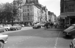 Franciaország, Párizs, Rue Saint-Jacques a Szajna felől nézve, előtérben a Quai Saint-Michel sarka., 1964, MZSL/Ofner Károly, francia gyártmány, Citroen-márka, automobil, Citroen DS, Fortepan #41973