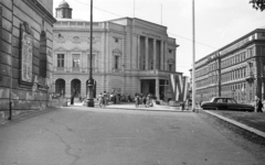 Ausztria, Bécs, Neustiftgasse, Volkstheater (Népszínház), 1959, MZSL/Ofner Károly, nemzeti színház, utcakép, életkép, Fellner és Helmer-terv, Ferdinand Fellner Jr.-terv, Hermann Helmer-terv, Fortepan #42050