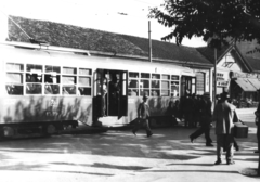 Italy, Milan, Ventotto típusú villamos., 1936, MZSL/Ofner Károly, sign-board, genre painting, tram, ice cream seller, Fortepan #42220