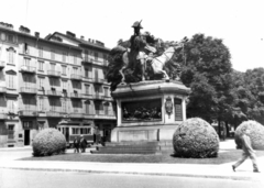 Italy, Turin, Monumento a Ferdinando di Savoia duca di Genova, Piazza Solferino., 1936, MZSL/Ofner Károly, sculpture, tram, horse sculpture, Prince Ferdinand of Savoy-portrayal, Fortepan #42222