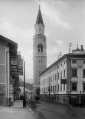 Olaszország, Cortina d'Ampezzo, Campanile., 1930, MZSL/Ofner Károly, bank, harangtorony, Fortepan #42371