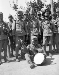 1916, Angyalföldi Helytörténeti Gyűjtemény, First World War, musical instrument, tableau, soldier, drum, Fortepan #42467