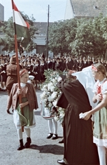 Magyarország, Győr, 1938, Konok Tamás id, színes, zászló, felvonulás, Fortepan #42485