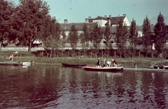 Magyarország, Győr, Rába folyó partja a Radó-sziget felső csúcsáról nézve., 1938, Konok Tamás id, színes, tó, Fortepan #42550