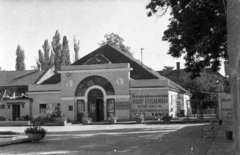 Magyarország, Debrecen, Nagyerdei Strandfürdő., 1959, Fortepan, reklám, vendéglátás, virágtartó, Fortepan #4267