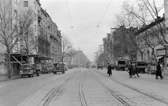 Magyarország, Budapest XI., Bartók Béla út, háttérben a Móricz Zsigmond körtér., 1963, Fortepan, autóbusz, magyar gyártmány, teherautó, utcakép, életkép, villamos, dömper, Dutra-márka, Dutra DR-50, Budapest, Fortepan #4275