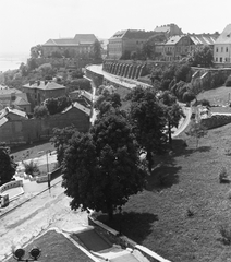 Hungary, Budapest I., kilátás a Halászbástyáról, előtérben a Jezsuita (Halász) lépcső és a Hunyadi János út., 1960, Konok Tamás id, picture, Budapest, Fortepan #42820