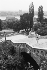 Hungary, Halászbástya, Budapest I., Schulek lépcső., 1960, Konok Tamás id, stairs, Frigyes Schulek-design, lamp post, Budapest, Fortepan #42822