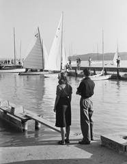 Hungary, Balatonfüred, kikötő., 1960, Konok Tamás id, sailboat, port, Fortepan #42868