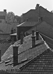 Magyarország, Győr, kilátás az Árpád út 14. sz. II. emeletéről, előtérben a Jókai utca páros oldalán lévő házak tetőzete., 1941, Konok Tamás id, háztető, Fortepan #43353