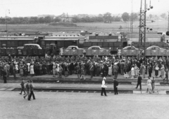 Magyarország, Budapest XI., Kelenföldi pályaudvar, a Haditudósító század bevagonírozott gépjárművei., 1942, Konok Tamás id, vasút, Budapest, Fortepan #43788