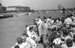 Magyarország, Budapest, Margit híd és a Margitsziget a Szabadság sétahajóról, balra a Bem rakpart., 1959, Fortepan, hajó, látkép, gőzhajó, lapátkerekes hajó, vízibusz, Szabadság/Zsófia/Zsófia herczegnő hajó, Fortepan #44064