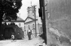 Hungary, Győr, Káptalandomb, Székesegyház., 1955, Fortepan, bicycle, church, street view, building, Fortepan #44130