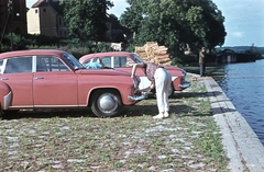 1962, Fortepan, színes, életkép, Wartburg-márka, horgászat, mosás, vízpart, farakás, automobil, Wartburg 311/312, Fortepan #44297