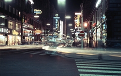 Austria, Vienna, Kärntner Strasse a Stock-im-Eisen-Platz felől nézve., 1960, Fortepan, colorful, traffic, sign-board, night, Fortepan #44308