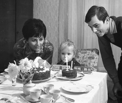 1970, Korenchy László, family, candle, telephone, interior, place, table, cake, birthday celebration, Fortepan #44512